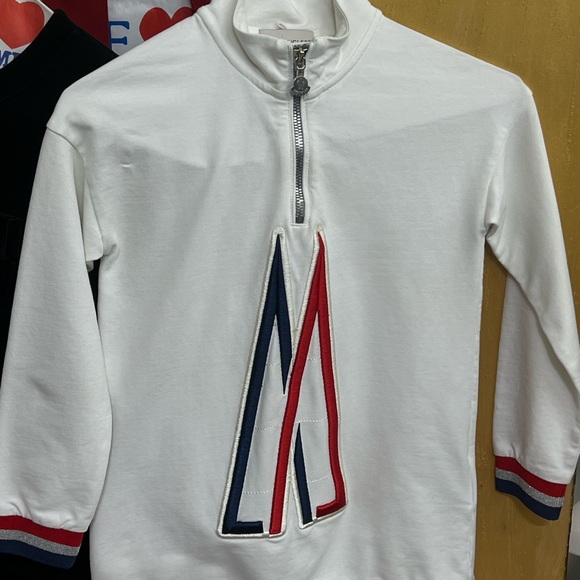 Moncler Kids White Sweatshirt with Red and Blue Details - Picture 1 of 10